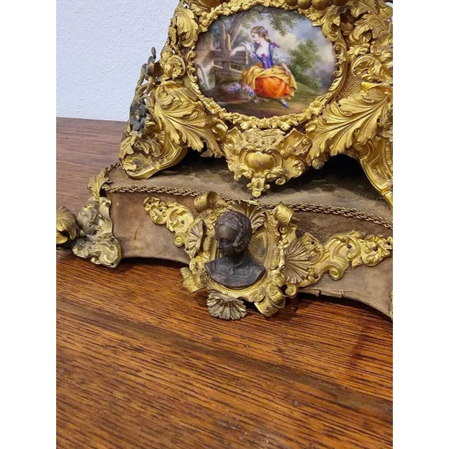 Gold Antique French Louis XV Rocaille Style Mantle Clock For Sale - Image 8 of 13