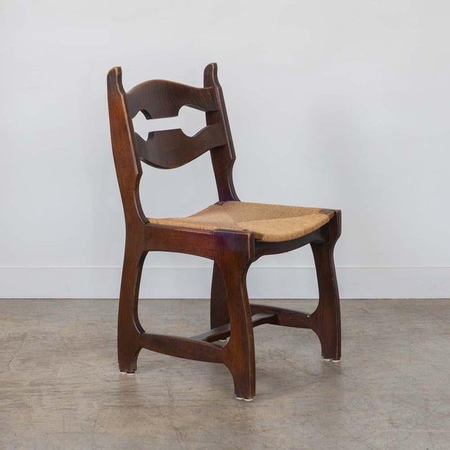 Wood Vintage French Oak Dining Chairs in the Style of Guillerme & Chambron, Set of 6 For Sale - Image 7 of 16