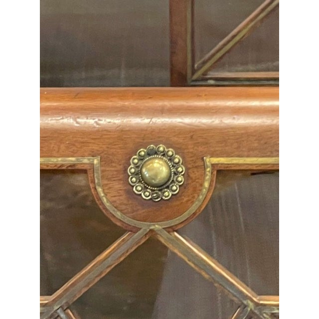 Traditional Set of Northern European Walnut and Brass Dining Chairs For Sale - Image 3 of 9
