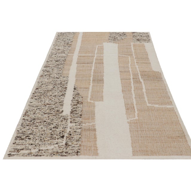Rug & Kilim Rug & Kilim’s Abstract Flatweave with Cream and Beige Geometric Patterns - 8x10 For Sale - Image 4 of 7