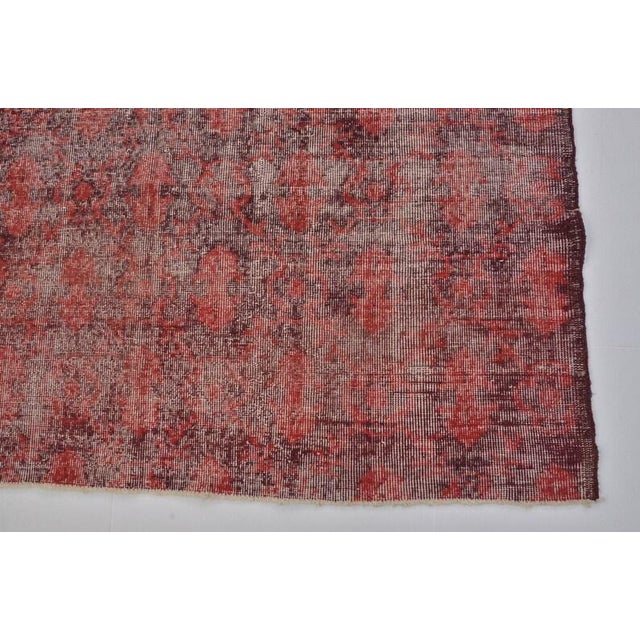 Vintage Distressed Turkish Oushak Rug in Crimson Red For Sale - Image 10 of 10
