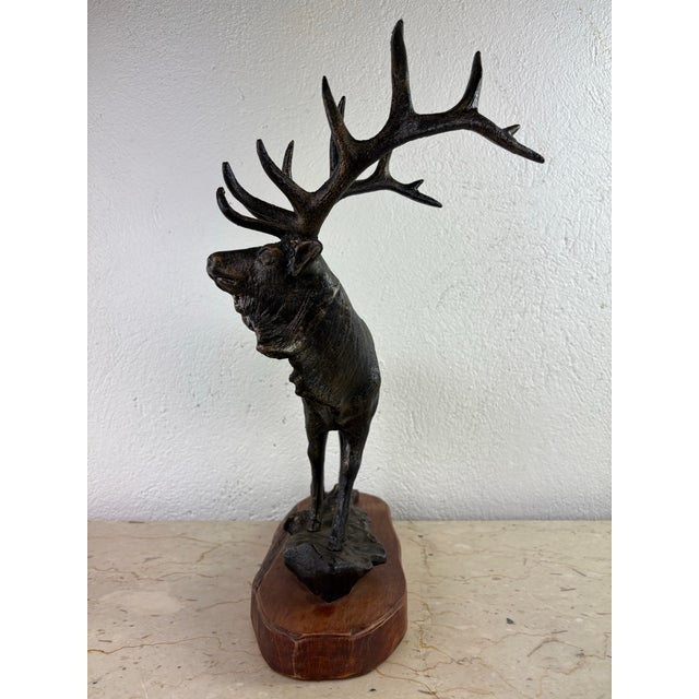 Metal Handsome Vintage Cast-Iron Stag Sculpture For Sale - Image 7 of 12