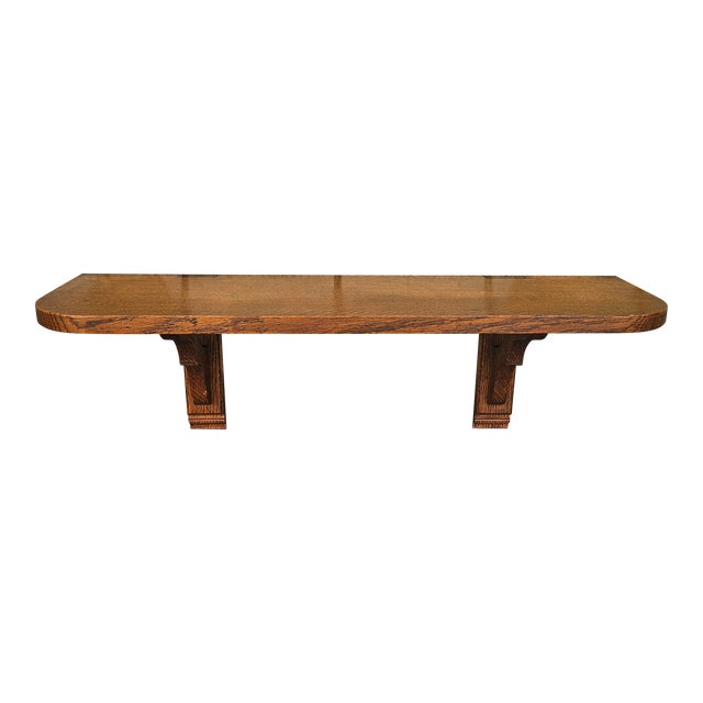 Mid Century Arts and Crafts Mission Style Oak Wall Shelf For Sale