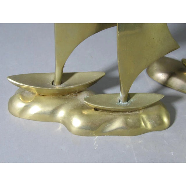Mid Century Brass Sailboats - a Pair For Sale - Image 4 of 7