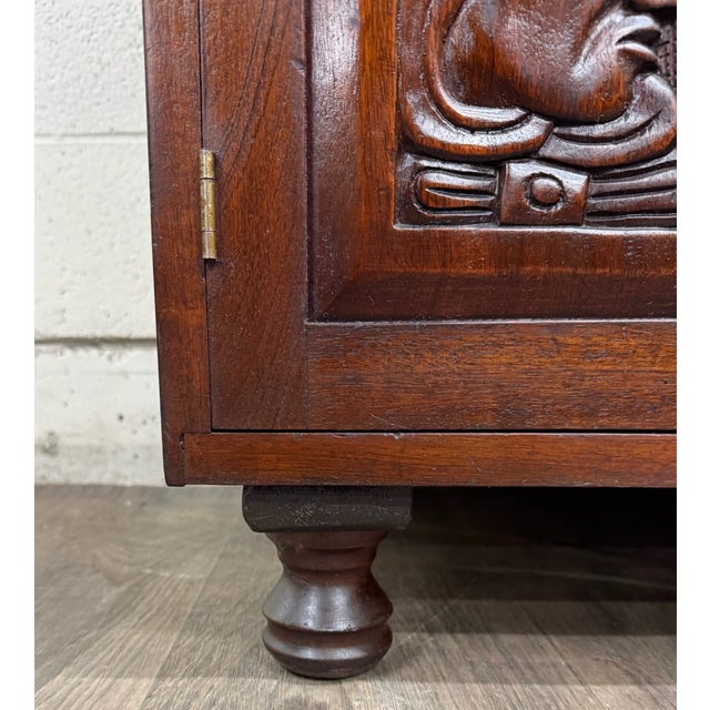 Wood Vintage Hand Carved Solid Wood Mexican Colonial Server Credenza For Sale - Image 7 of 18
