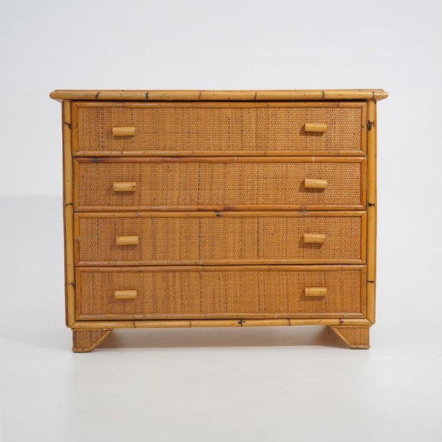 Bamboo and Woven Wicker Chest of Drawers, 1970s For Sale - Image 4 of 14