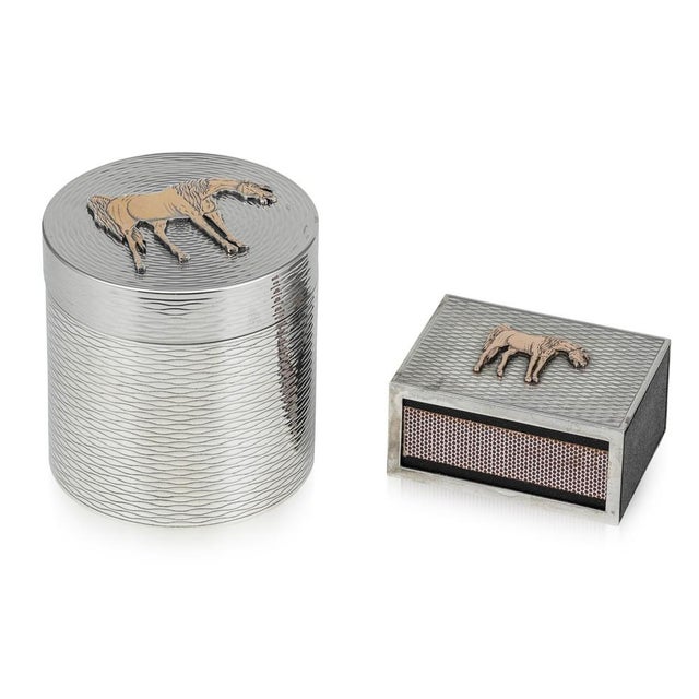 Silver Cigarette Box & Matchbox with Gold Horse Detail from Hermes, 1960s, Set of 2 For Sale - Image 17 of 17