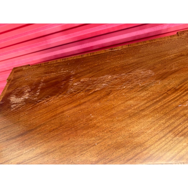 Pair Antique Carved Chinese Chippendale Faux Bamboo Fretwork Banded Inlay Single Drawer Hall Foyer Console Tables For Sale - Image 9 of 12