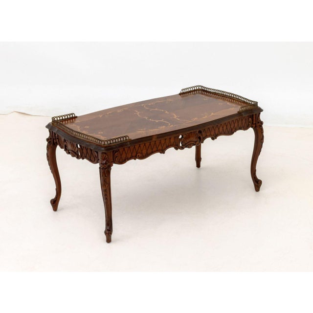 Brown Louis XV Style Walnut and Satinwood Coffee Table For Sale - Image 8 of 8