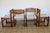 Four vintage wooden chairs with reupholstered seats in a cotton/linen fabric made in France. In excellent condition...
