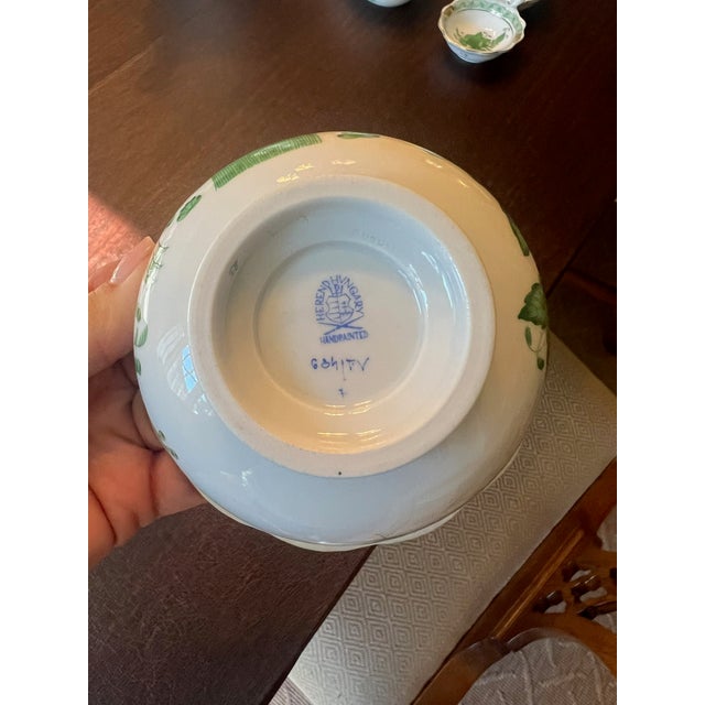 White Traditional Herend Sugar and Creamer in Excellent Condition Sugar Is Indian Basket Creamer Is Chinese Bouquet For Sale - Image 8 of 9