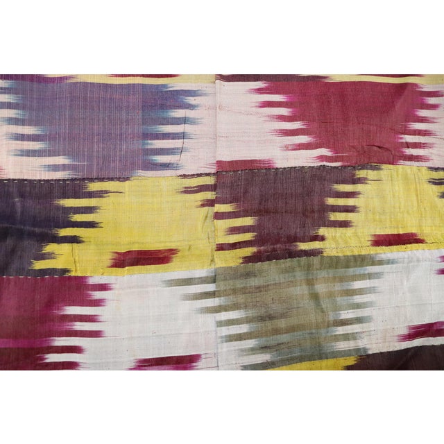 Vintage Uzbek Tribal Silk Ikat Wall Hanging, 1920s For Sale - Image 10 of 16