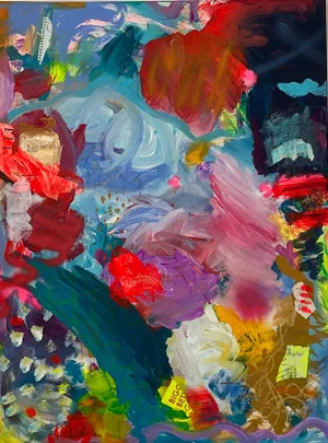 "Underwater View" Contemporary Original Abstract Acrylic Painting by Amy Smith