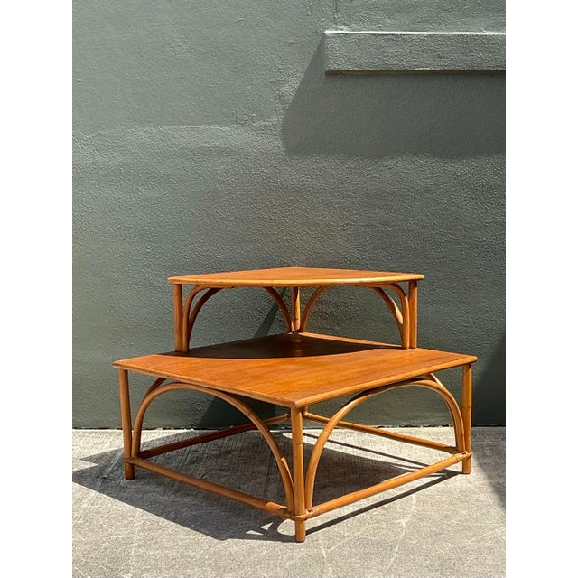 Vintage MCM Stacked Corner Table For Sale - Image 11 of 12