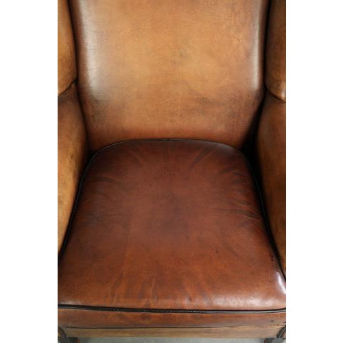 Sheepskin Wing Armchair in Brown For Sale - Image 6 of 14