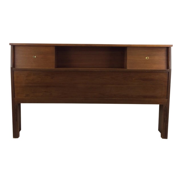Mid Century Modern Double Storage Headboard With Sliding Doors For Sale