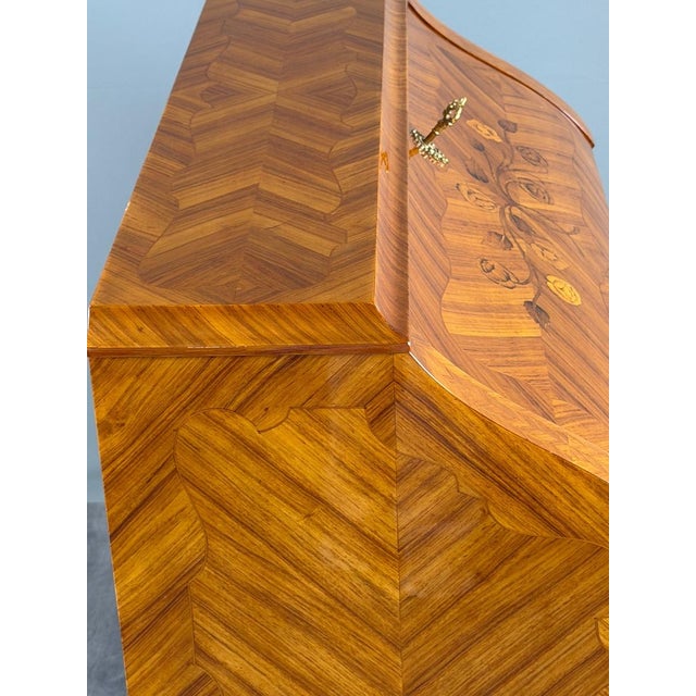 Brown 19th Century Louis XV Drop-Front Secretary Desk in Veneered and Inlaid Wood, 1890s For Sale - Image 8 of 13
