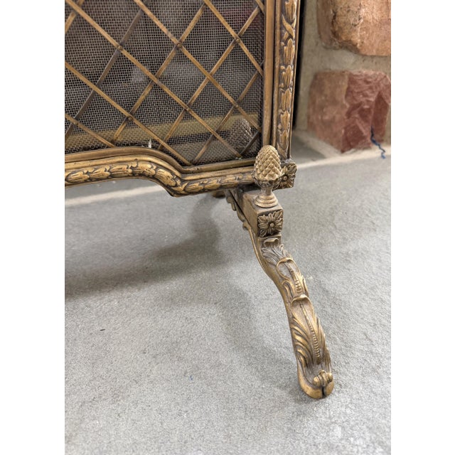 Late 20th Century Super Heavy French Louis XV Style Brass Fireplace Screen Fire Screen 30"h X 27"w X 13"d For Sale In Philadelphia - Image 6 of 12