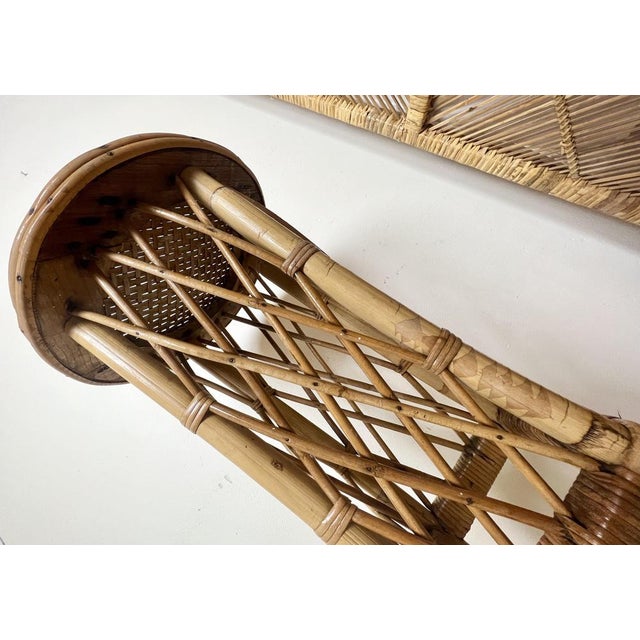 Mid-Century French Rattan and Bamboo Plant Stands, Set of 2 For Sale - Image 14 of 18