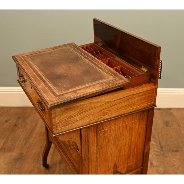 Edwardian Sheraton Revival Davenport Desk in Marquetry Inlaid Mahogany, 1900 For Sale - Image 6 of 12