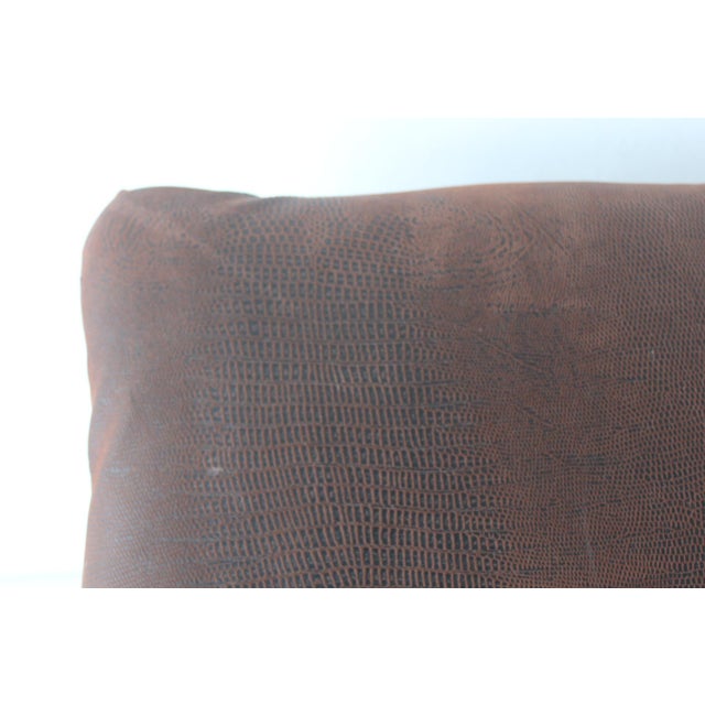 Large Vintage Victorian Style Cast Iron Bronze Finish Footstool Padded Faux Croc Fabric Top For Sale - Image 12 of 12