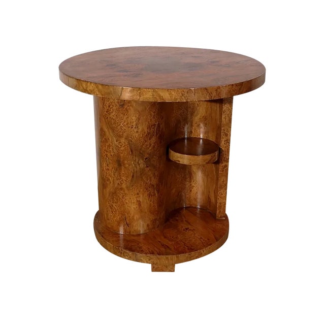 Art Deco Modernism 20th Century Pedestal Table in Thuya Magnifier For Sale