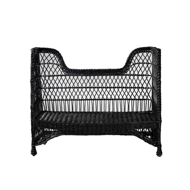 Early 20th Century Antique Stick Wicker Settee For Sale - Image 5 of 6