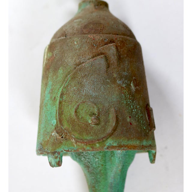 Metal Vintage Paolo Soleri Heavy Verdigris Bronze Bell Wind Chime for Arcrosanti For Sale - Image 7 of 10