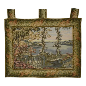 Vintage Veranda Overlooking Lake Scene Tapestry