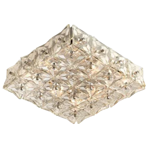 Large Nickel Crystal Glass Flush Mount Lights from Kinkeldey, 1970
