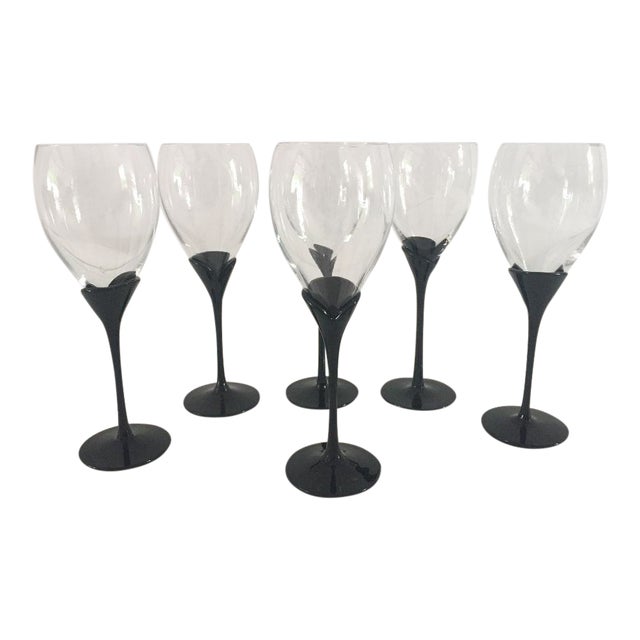 Vintage Mikasa Alexandra Black Pedal Wine Glasses Set of 6 Chairish