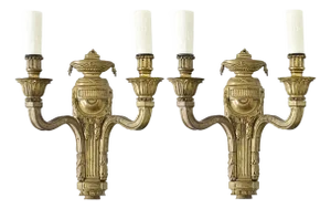 French Pair of 19th Century Louis XVI Style Gilt Bronze Sconces