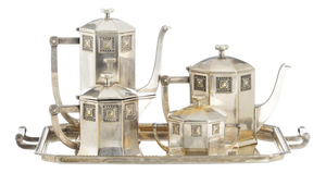 Art Deco Silver Plated Tea Set, Set of 5