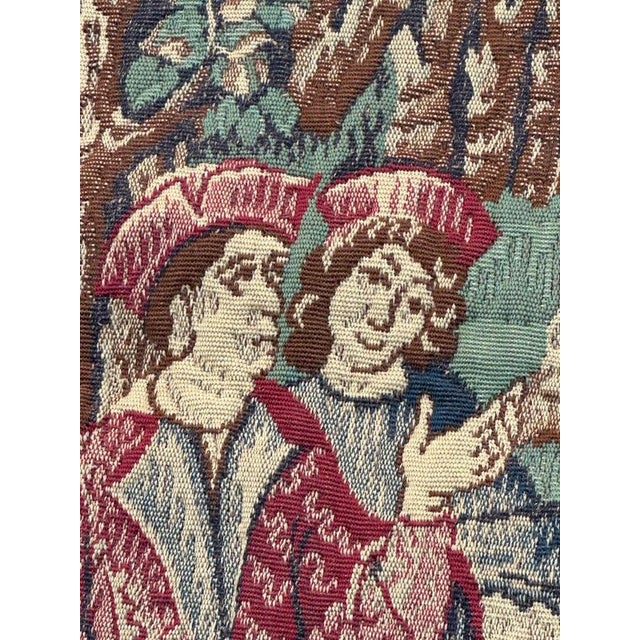 Vintage Aubusson Médiéval Design Jacquard Tapestry Woodcutters, 1960s For Sale - Image 14 of 18