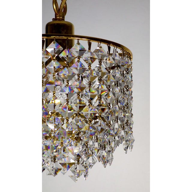 Metal Brass and Crystal Rainbow Chandelier from Palwa, 1970s For Sale - Image 7 of 18