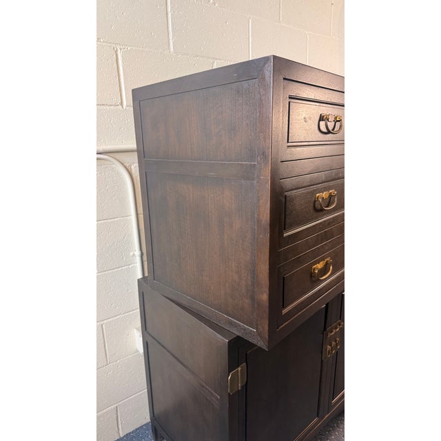 1970s Michael Taylor for Baker Modular Gentleman’s Chest / Cabinet in Dark Walnut With Brass Hardware For Sale - Image 11 of 13