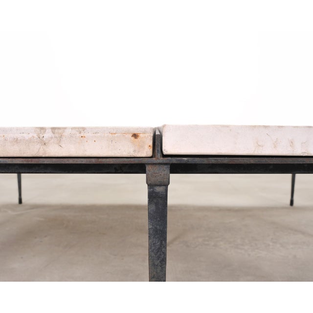 Holly Hunt Rue De Seine Limestone and Iron Cocktail Table 5 Ft For Sale - Image 9 of 18