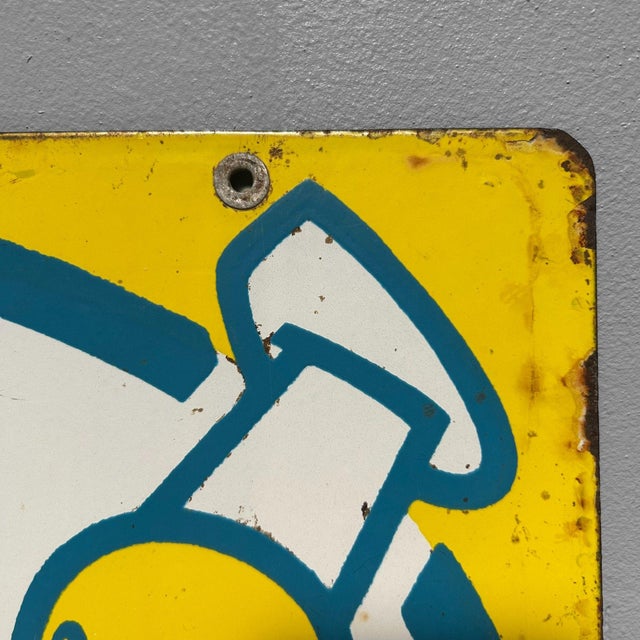 Paint Japanese Enamel Advertising Sign, 1950s For Sale - Image 7 of 13