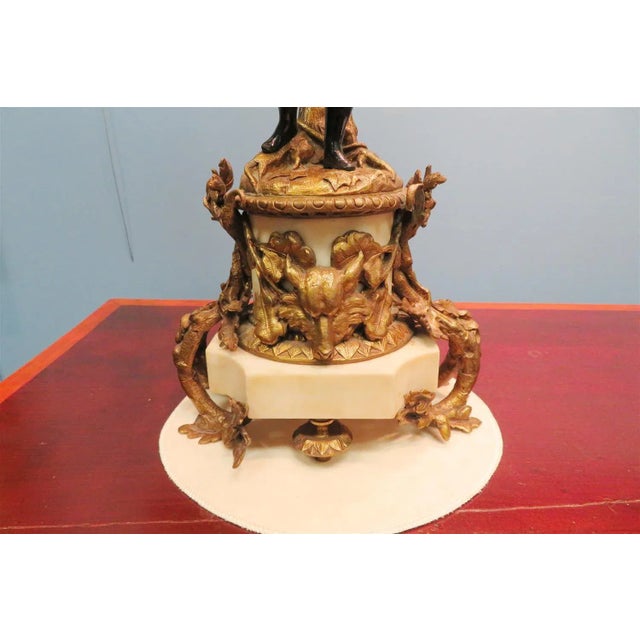 Bronze French Bronze and Marble Six-Light Candelabras, 19th Century - A Pair For Sale - Image 8 of 10