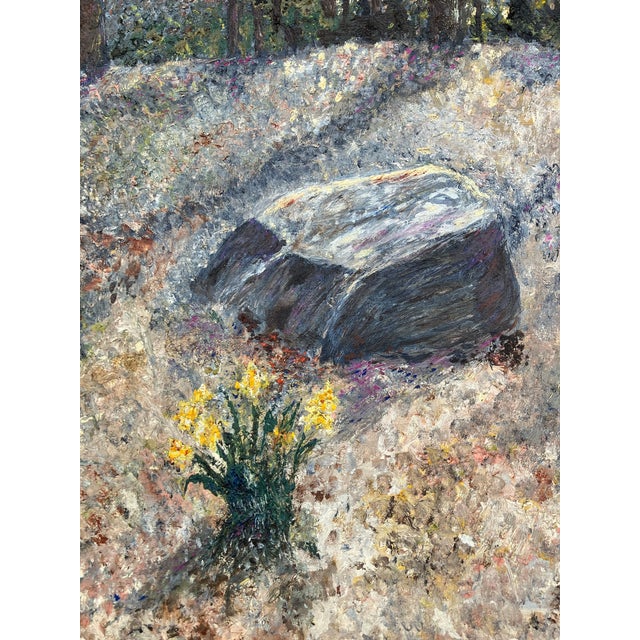 Impressionist 1970’s Original Naive Impressionist Landscape Painting by Pat Shoemaker Vintage Oak Frame For Sale - Image 3 of 5