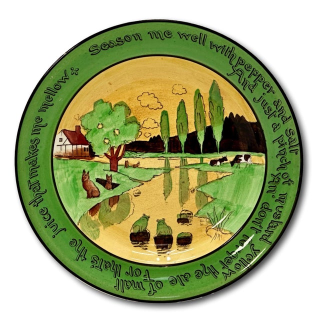 Set of 3 Antique Ye Olde English Staffordshire Pottery Rabbit Motto Plates - Wall Hanger Brackets Included For Sale - Image 14 of 18