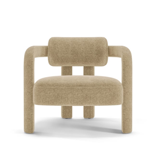 Double Arch Armchair in Beige Chenille from Insidherland For Sale - Image 4 of 10