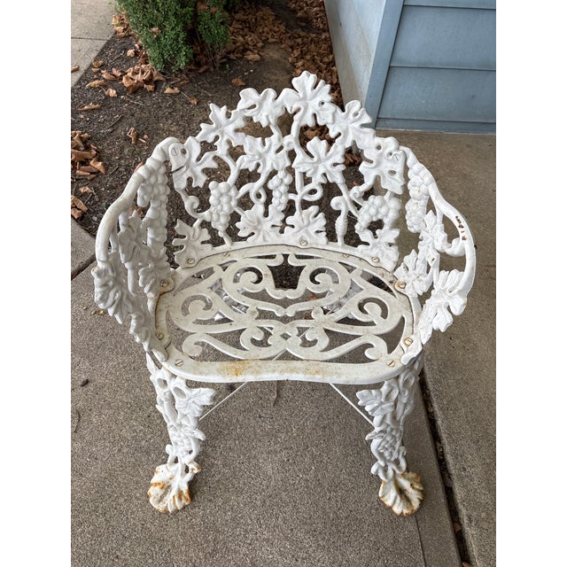 Victorian Late 19th Century White Cast Iron Grapevine Garden Set, 4 Pieces For Sale - Image 3 of 13