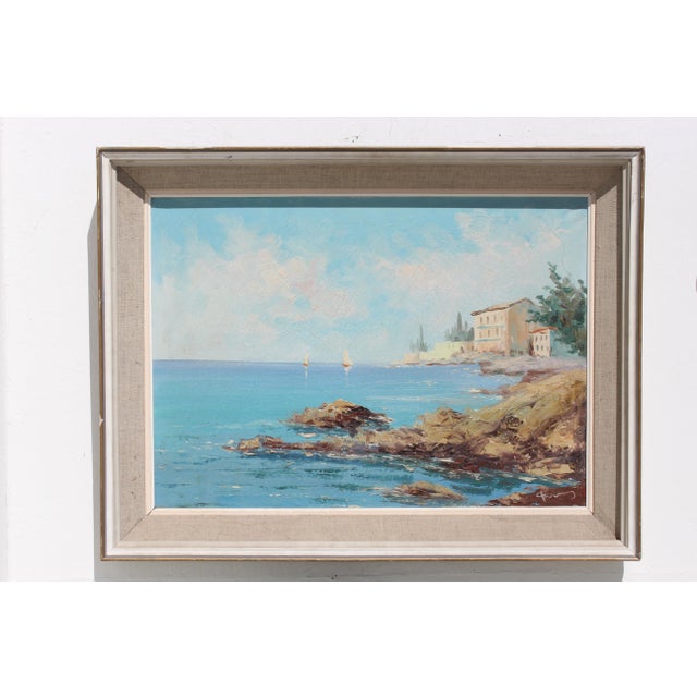Textile European Costal Scene Painting For Sale - Image 7 of 7