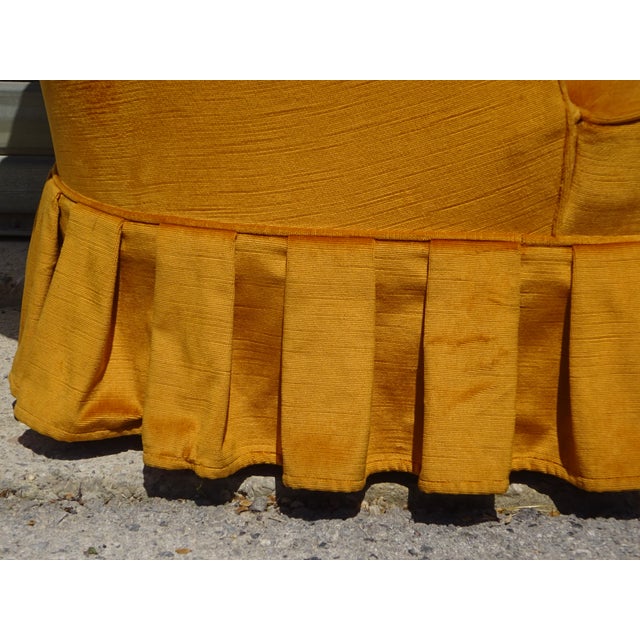 Antique Toadstool Armchair in Silky Yellow Velvet, 1950s For Sale - Image 16 of 18
