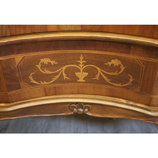 Italian Bombe Walnut Marquetry Secretary Desk, Circa 1950s For Sale - Image 11 of 18