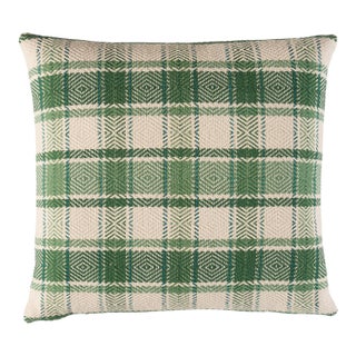 Schumacher Heidi Plaid 18" Pillow In Leaf For Sale