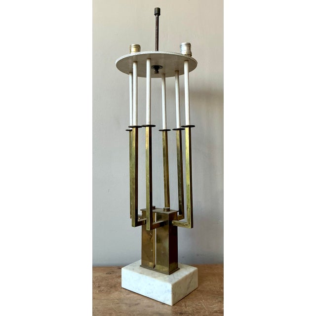 Mid-Century Modern Vintage MCM Brass Candelabra Lamp After Tommi Parzinger For Sale - Image 3 of 5