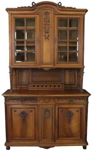 Buffet Louis XVI Antique French Walnut 1900 Glass