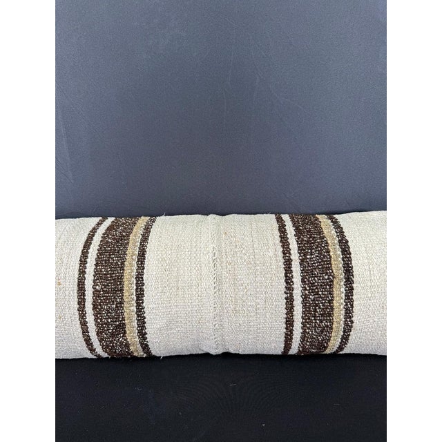 Contemporary Turkish Hemp Pillow Cushion Natural Beige Brown Cushion Cover 12"x46" For Sale - Image 3 of 4